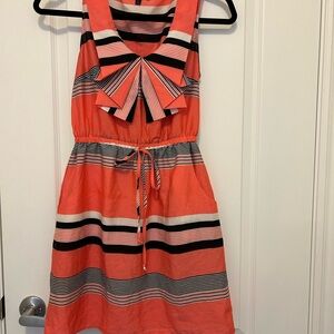 Women Striped Coral and Black Dress